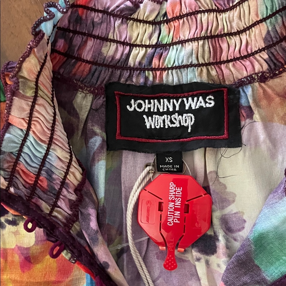 New Johnny Was 100% Silk SMOCKED NECK FIELD DRESS - Picture 10 of 16